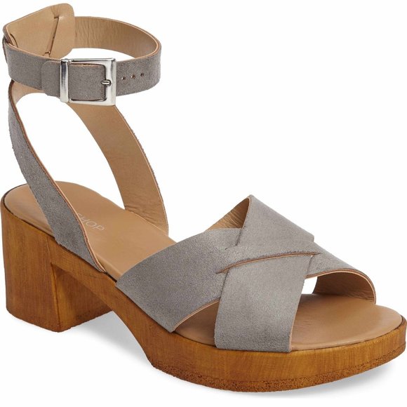 Topshop Grey Suede Wooden Block Heel Sandals - Size 7 - Worn once – Like new - Picture 2 of 11